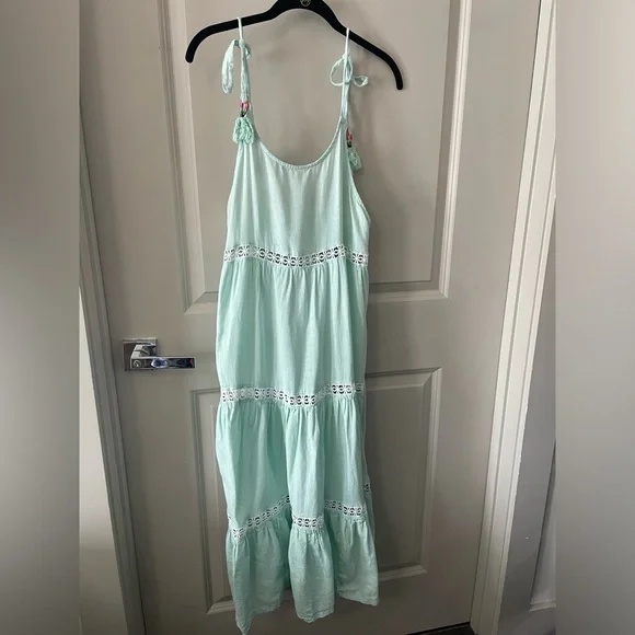 Rachel Zoe Dresses | Rachel Zoe Nwot Size Large Seafoam Green Midi Dress With Tie Straps Summer | Color: Green | Size: L | Ohmyboutique's Closet